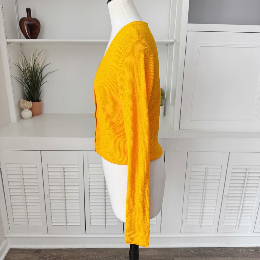 Rag & Bone Yellow Orange Pointelle Knit Soleil Cropped Cardigan Sweater Size L - Picture 4 of 7